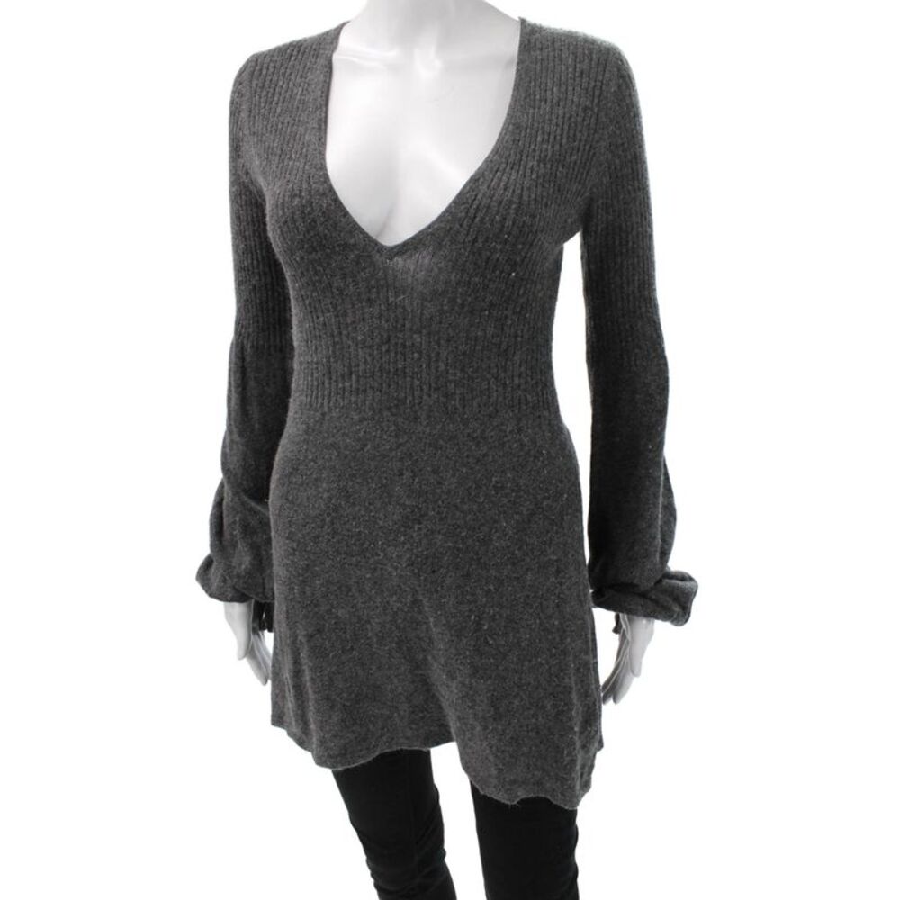 Laurie B Unisex Pullover Sweater Dark Gray V Neck Long Sleeve Size S